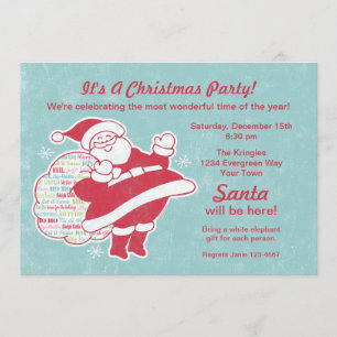 Santa Greetings Christmas Party Invitation