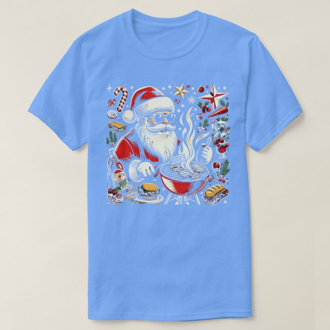 Santa grilling with sunglasses on surrounded by Ch T-Shirt (Design Front)