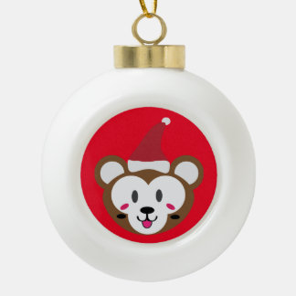 Santa Grizzly Christmas Ball Ball! Ceramic Ball Christmas Ornament