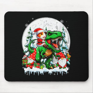 Santa Guinea G Riding T-rex Gnomes Christmas Trees Mouse Pad