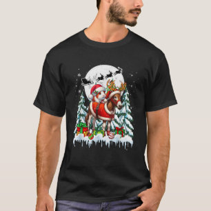 Santa Guinea Pig Riding Reindeer Donkey Christmas  T-Shirt