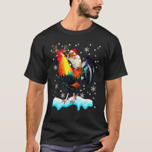 Santa Hamster Riding Chicken Reindeer Xmas Chicken T-Shirt