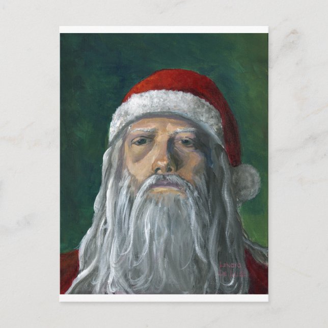 Santa, Hand Painted, Stern Face Holiday Postcard (Front)