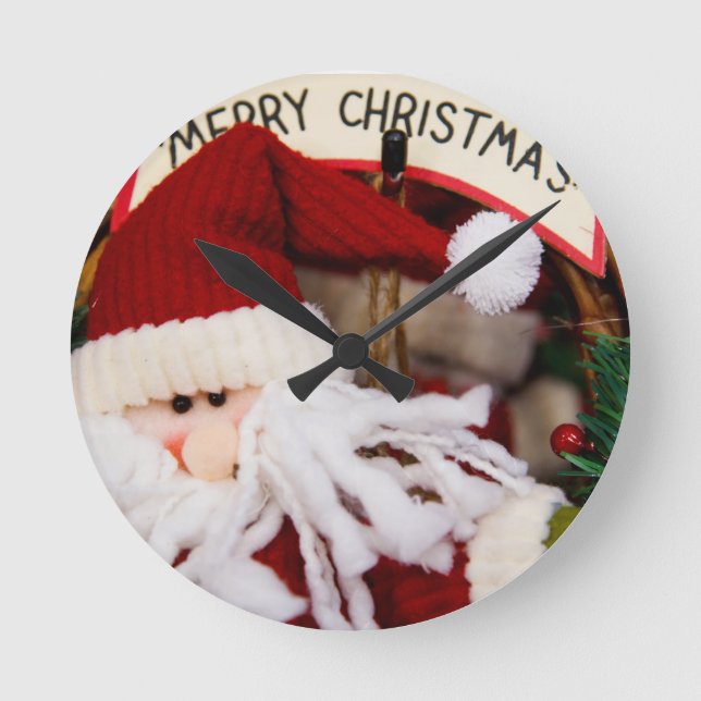SANTA HAPPY HOLIDAYS ROUND CLOCK (Front)