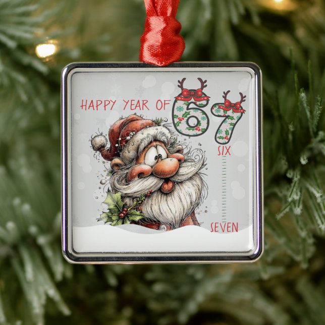 Santa Happy Year of Six Seven Christmas Ornament (Tree)