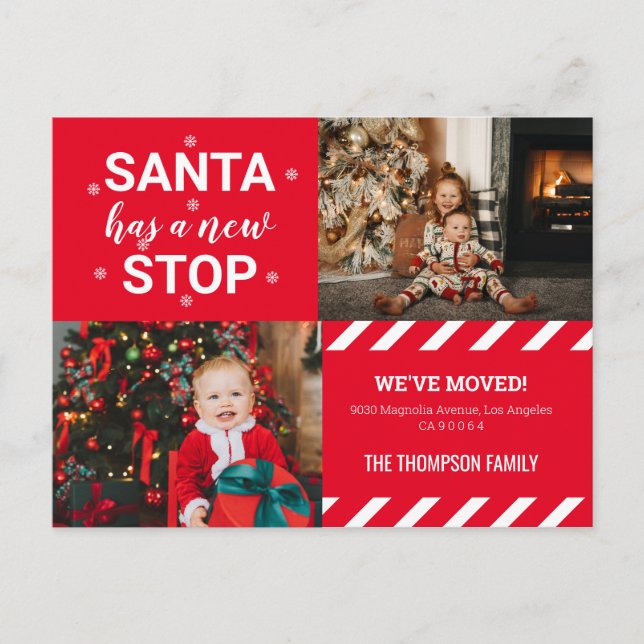 Santa has a new Stop We've Moved Photo Moving Announcement Postcard (Front)