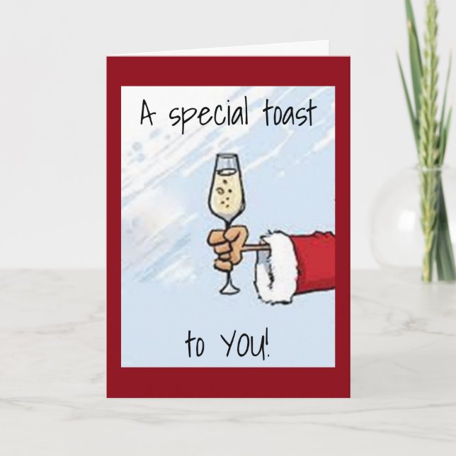 SANTA HAS A *SPEICAL BIRTHDAY&CHRISTMAS* TOAST HOLIDAY CARD (Front)