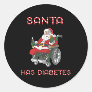 Santa Has Diabetes Funny Christmas Classic Round Sticker