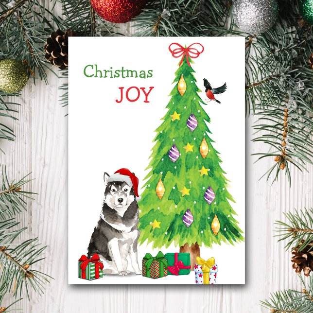 Santa Hat Alaskan Malamute Dog and Holiday Tree (Creator Uploaded)