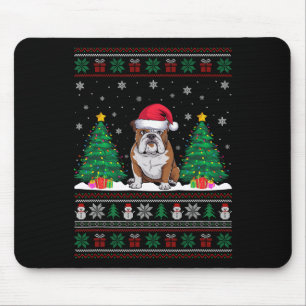 Santa Hat American Bulldog Xmas Tree Lights Ugly S Mouse Pad