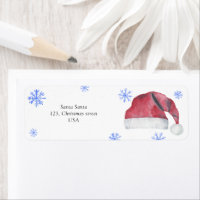 Santa hat and snowflakes