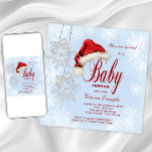 Santa Hat and Snowflakes Christmas Baby Shower Invitation<br><div class="desc">Adorable red Santa hat and pretty snowflakes gender neutral Christmas baby shower invitation. This beautiful snowflake baby shower invitation is great for a girl or a boy, and also for a Christmas gender reveal baby shower. You can easily customise this Christmas baby shower invitation for your event by simply adding...</div>
