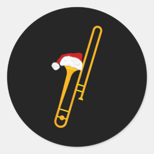 Santa Hat And Trombone Cool Christmas Novelty  Classic Round Sticker