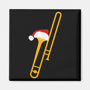 Santa Hat And Trombone Cool Christmas Novelty Magnet
