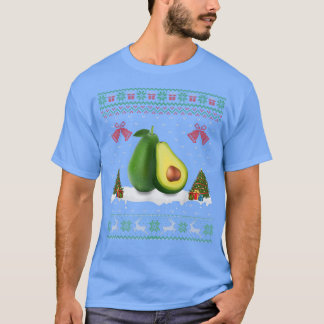 Santa Hat Avocado Fruit Xmas Lighting Ugly Avocado T-Shirt