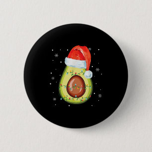 Santa Hat Avocado Merry Christmas Vegan Pajama  6 Cm Round Badge