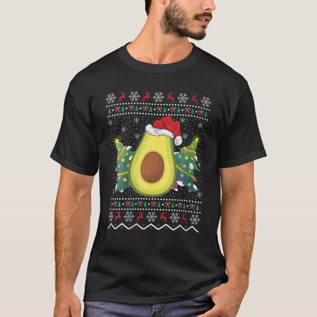 Santa Hat Avocado Ugly Christmas Sweater Fruit Lov (Front)