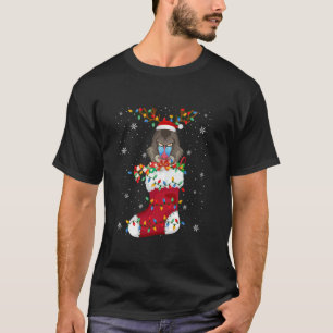 Santa Hat Baboon Animal In Socks Xmas Tree Lights T-Shirt