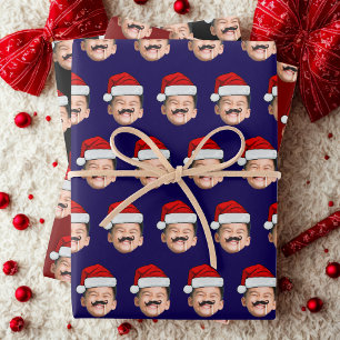 Santa Hat Baby Christmas Gift Wrap, Baby Face Wrapping Paper Sheet
