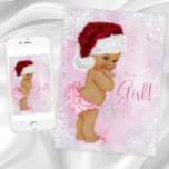 Santa Hat Baby Girl Winter Wonderland Baby Shower Invitation<br><div class="desc">Winter wonderland baby shower invitation with pink snowflakes with adorable ethnic princess baby girl winter wonderland baby shower invitations. This pretty pink snowflake winter wonderland baby shower invitation is easily customized for your event by simply adding your event details,  font style,  font size & color,  and wording.</div>