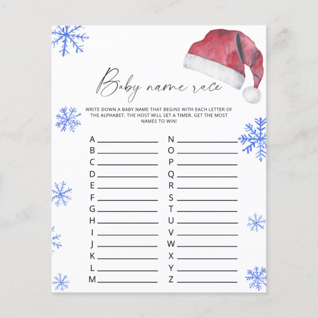 Santa hat - Baby name race game (Front)