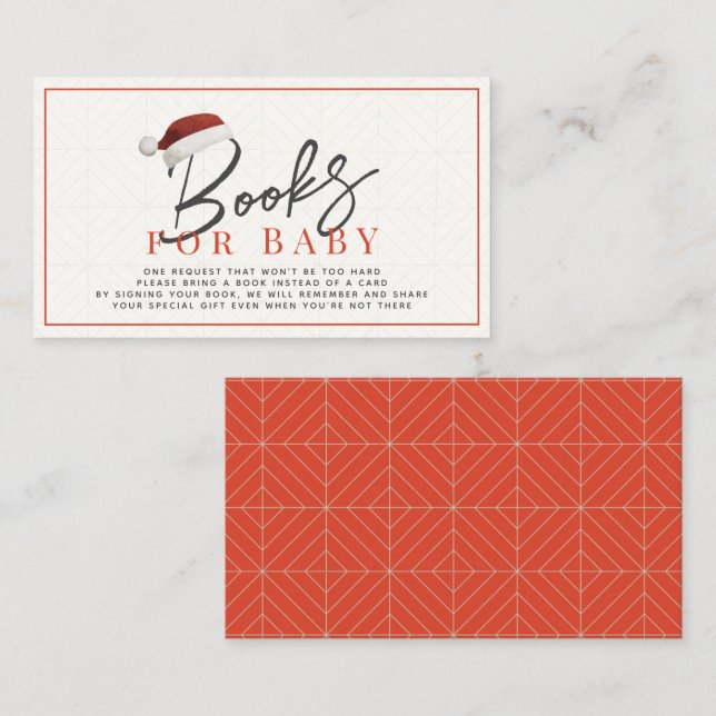 Santa Hat Baby Shower Book Request Enclosure Card (Front/Back)