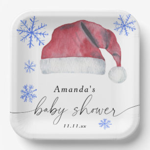Santa Hat - baby shower Paper Plate