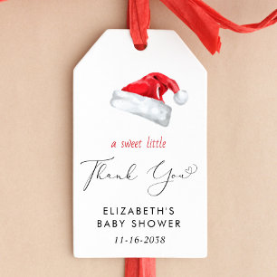 Santa Hat Baby Shower Thank You Gift Tags