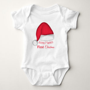 Santa Hat Baby T Shirt Personalised