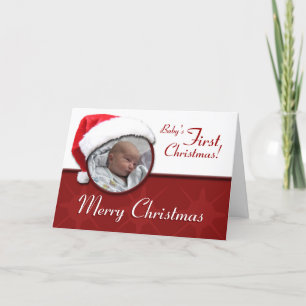 Santa Hat Baby's 1st Christmas Greeting Card