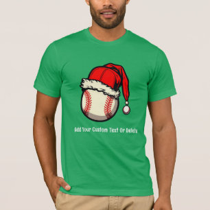 Santa Hat Baseball Christmas Unisex Xmas Party T-Shirt