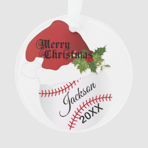 Santa Hat Baseball Design   DIY Name Ornament