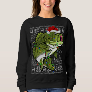 Santa Hat Bass Fish Xmas Lighting Ugly Bass Christ Sweatshirt