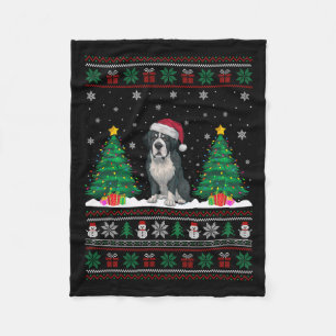 Santa Hat Bernard Dog Christmas Tree Lights Ugly S Fleece Blanket