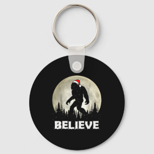 Santa Hat Bigfoot Believe Christmas Lights Rock Sa Key Ring