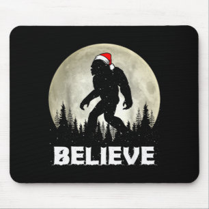 Santa Hat Bigfoot Believe Christmas Lights Rock Sa Mouse Pad