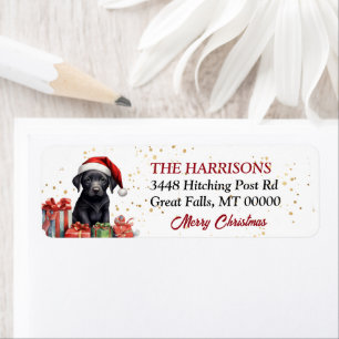 Santa Hat Black Lab Puppy Christmas