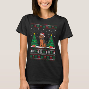 Santa Hat Bloodhound Dog Christmas Tree Lights Ugl T-Shirt