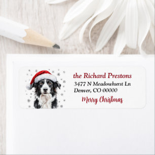 Santa Hat Border Collie Dog Return Address