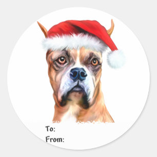 Santa Hat Boxer Christmas Gift Tags