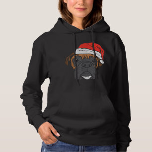 Santa Hat Boxer Dog Christmas Xmas Dog Lover Owner Hoodie