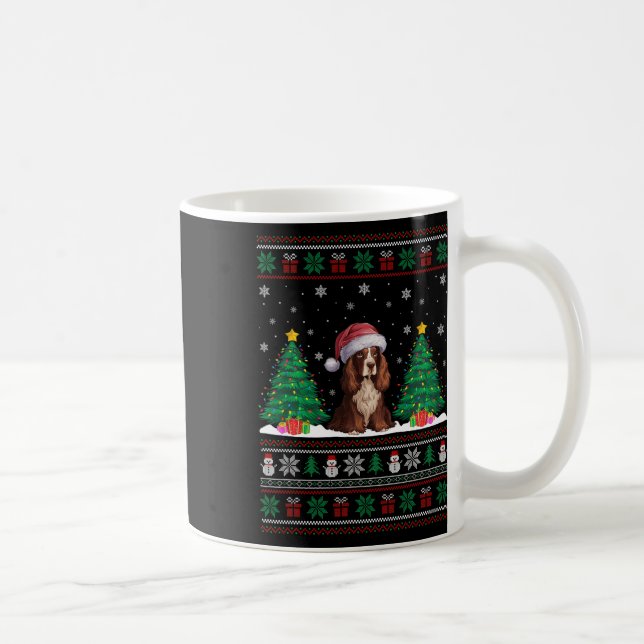 Santa Hat Boykin Spaniel Dog Xmas Tree Lights Ugly Coffee Mug (Right)