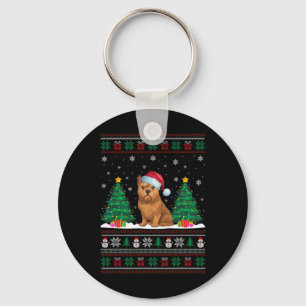 Santa Hat Brussels Griffon Dog Xmas Tree Lights Ug Key Ring