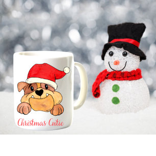 Santa Hat Bull Dog Christmas Cutie Coffee Mug
