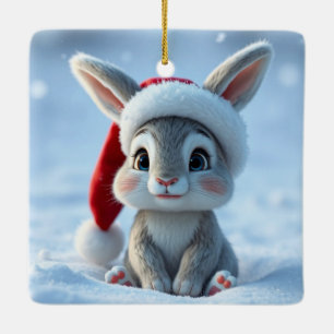 Santa Hat Bunny Ornament