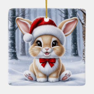 Santa Hat Bunny Ornament