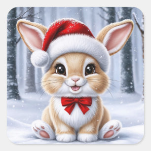 Santa Hat Bunny Stickers