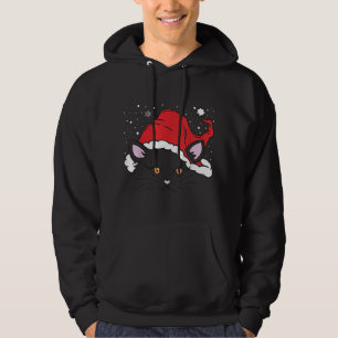 Santa Hat Cat Face Christmas Kittens Lovers Xmas P Hoodie
