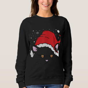 Santa Hat Cat Face Christmas Kittens Lovers Xmas P Sweatshirt