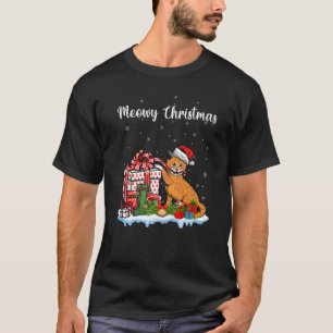 Santa Hat Cat Xmas For Girls Kids Meowy Cat Chris T-Shirt